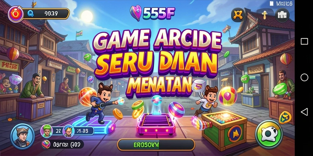 Tangkapan layar gameplay menyerupai suasana arcade yang seru.