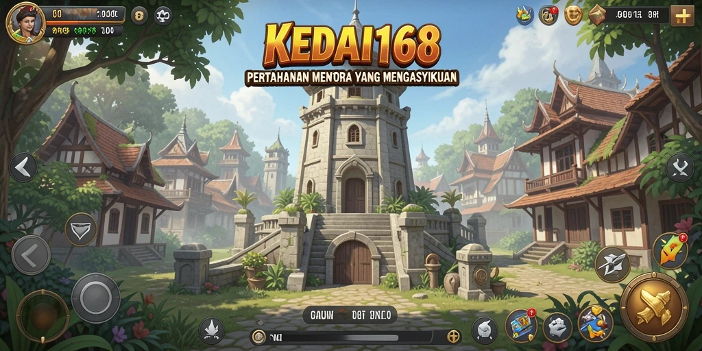 Gameplay seru KEDAI168 dengan strategi Tower Defense yang dinamis.