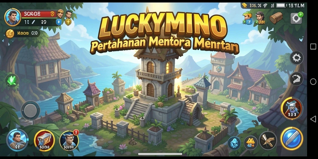 Gameplay seru LUCKYMINO dengan menara dan musuh yang beragam.