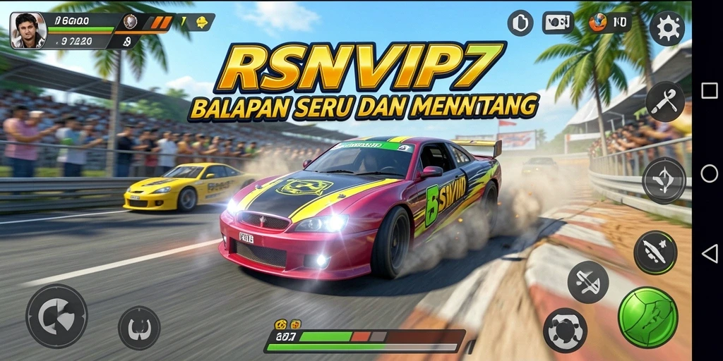 Tangkapan layar gameplay RSNVIP7 yang menunjukkan adrenalin balapan yang intens.